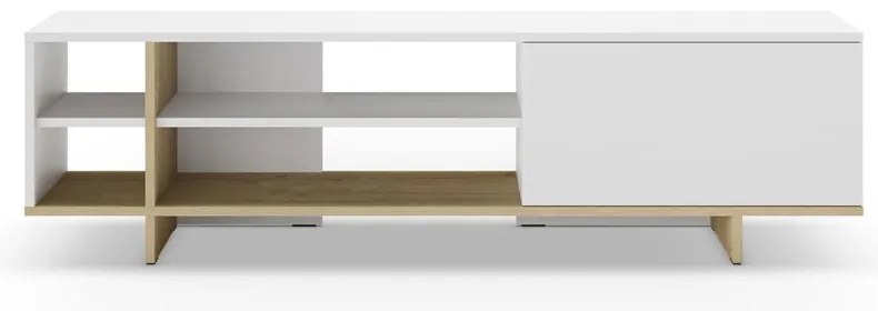 Masă TV albă cu aspect de lemn de stejar 160x44 cm Cequoia – Marckeric