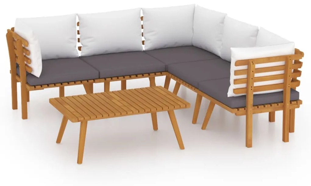 3087014 vidaXL Set mobilier de grădină cu perne, 6 piese, lemn masiv acacia