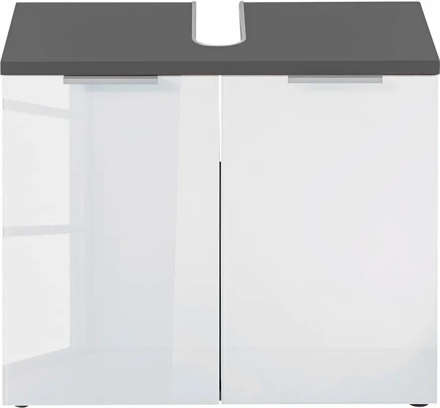 Dulapior pentru chiuveta Pescara Pal/sticla/aluminiu, alb/gri, 70 x 58 x 34 cm