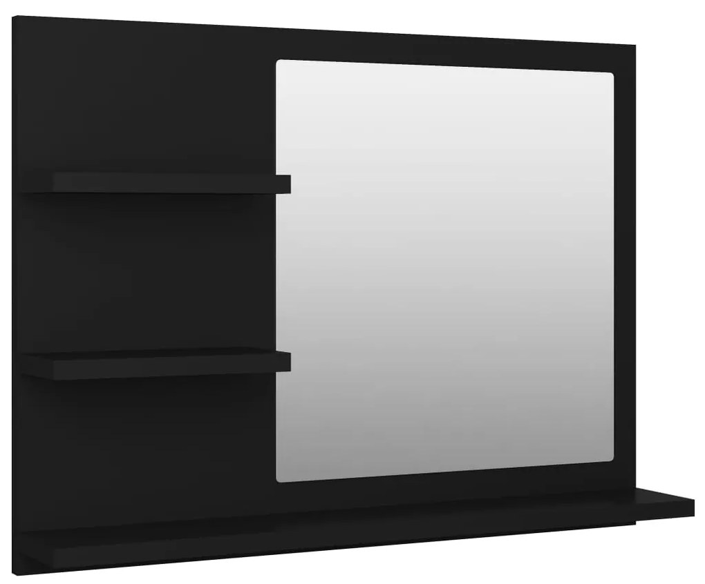 Oglindă de baie, negru, 60 x 10,5 x 45 cm, pal