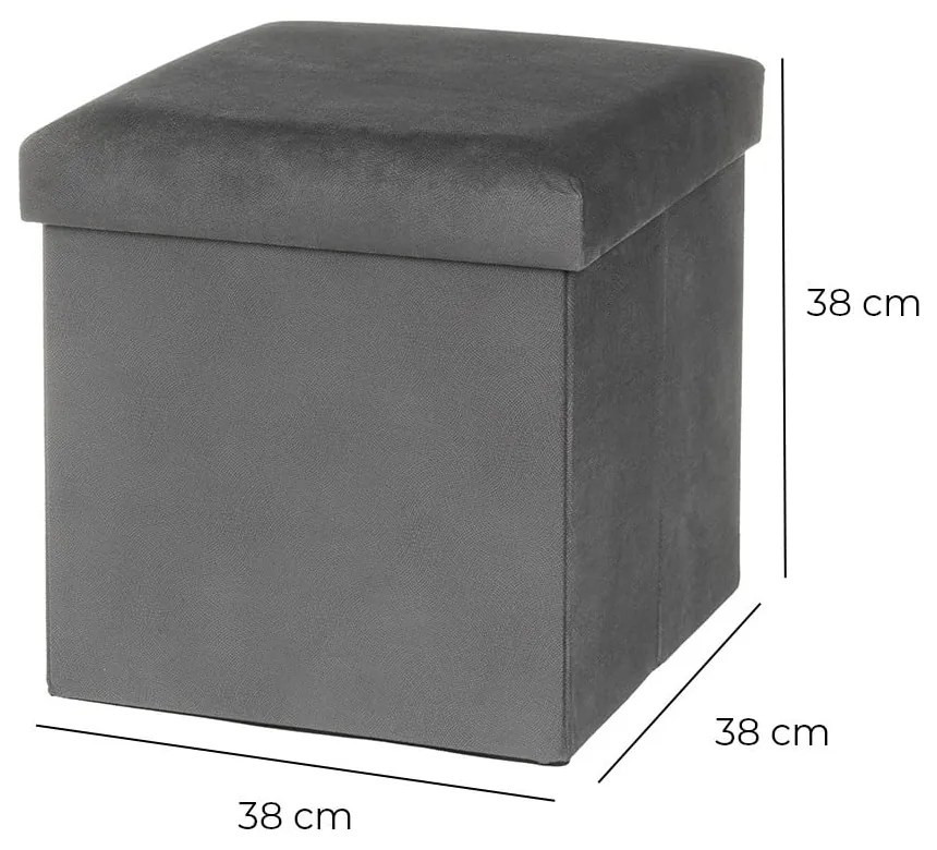 Taburet gri închis cu tapițerie din catifea Estela – Casa Selección