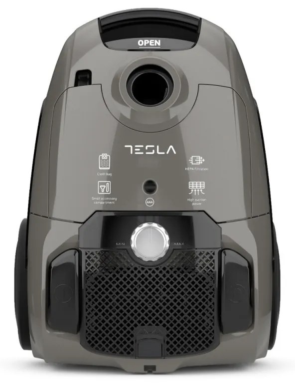 Aspirator cu sac Tesla BG300G, 800W, 3.5 L, Filtru HEPA lavabil, 76 dB, Gri