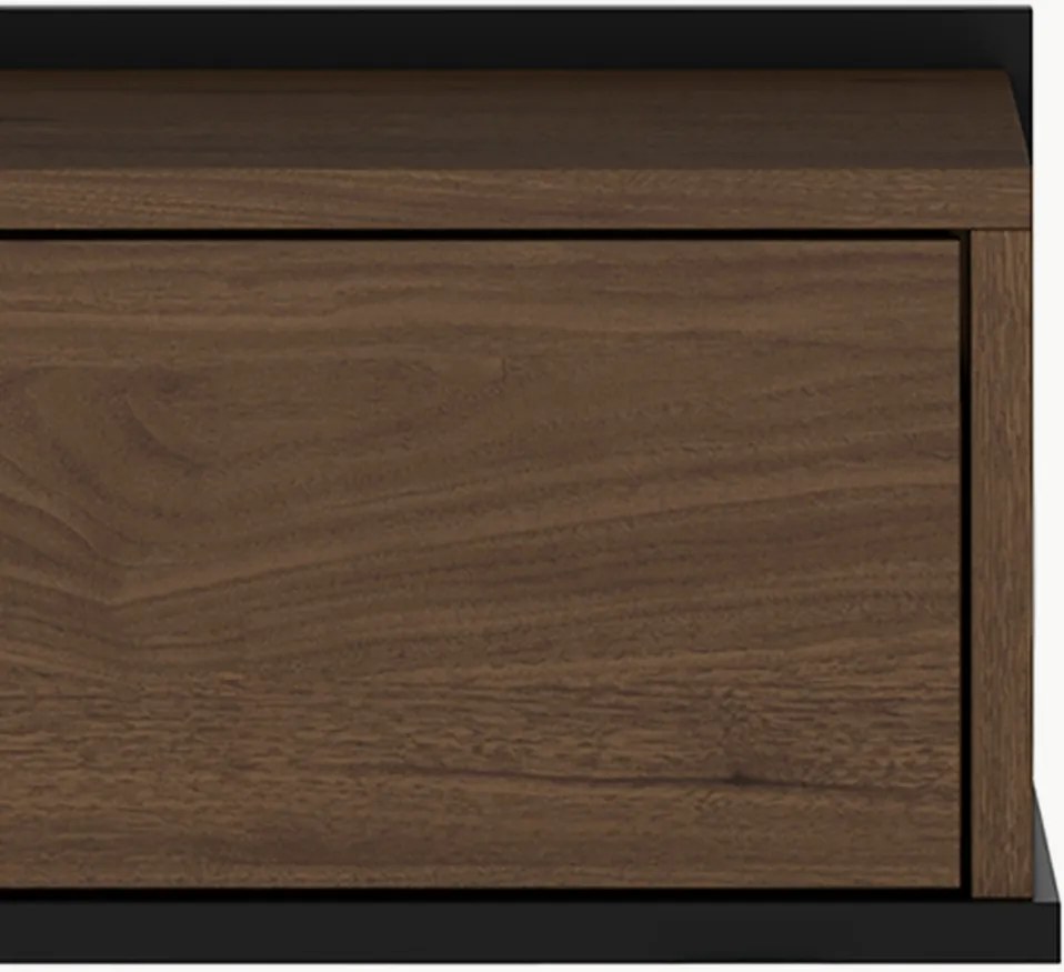 Noptieră suspendată Zenar cu sertar 50 cm - nuc elegant / negru
