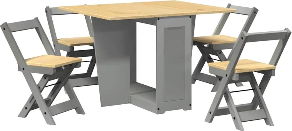 vidaXL Set mobilier tip fluture Corona, pliabil 5 piese gri lemn pin