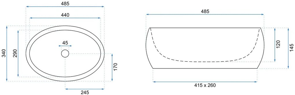 Lavoar de top blat Rea Linda Granit Mat