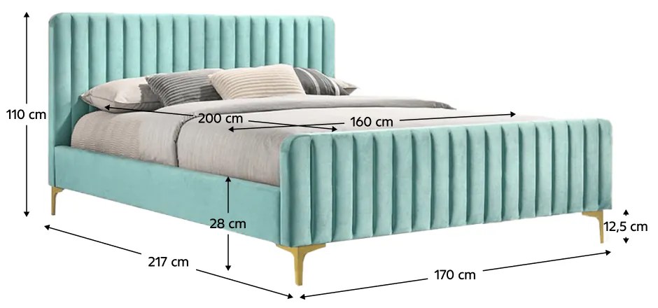 Pat, neo mint/gold crom auriu, 160x200, KAISA