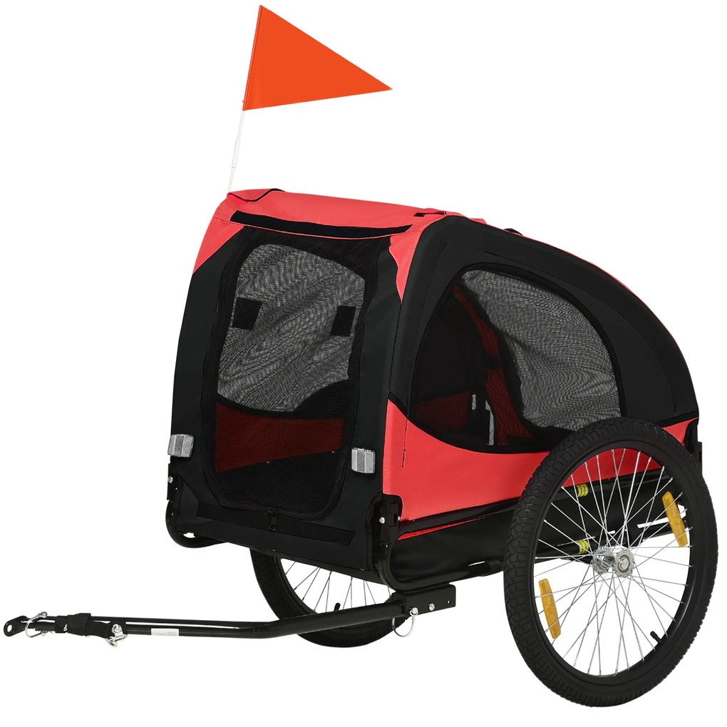 PawHut Remorcă pentru câini, remorcă pliabilă pentru biciclete, rezistentă la apă, textil Oxford, metal, 140 x 71 x 83 cm, Roșu | Aosom Romania