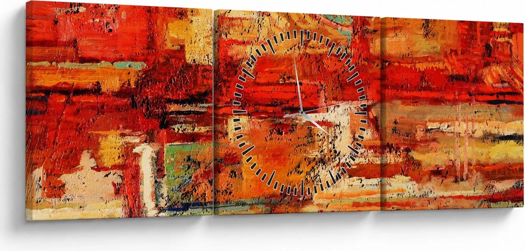 Tablou cu pictură pe pereți (cu ceas) (90x30 cm)