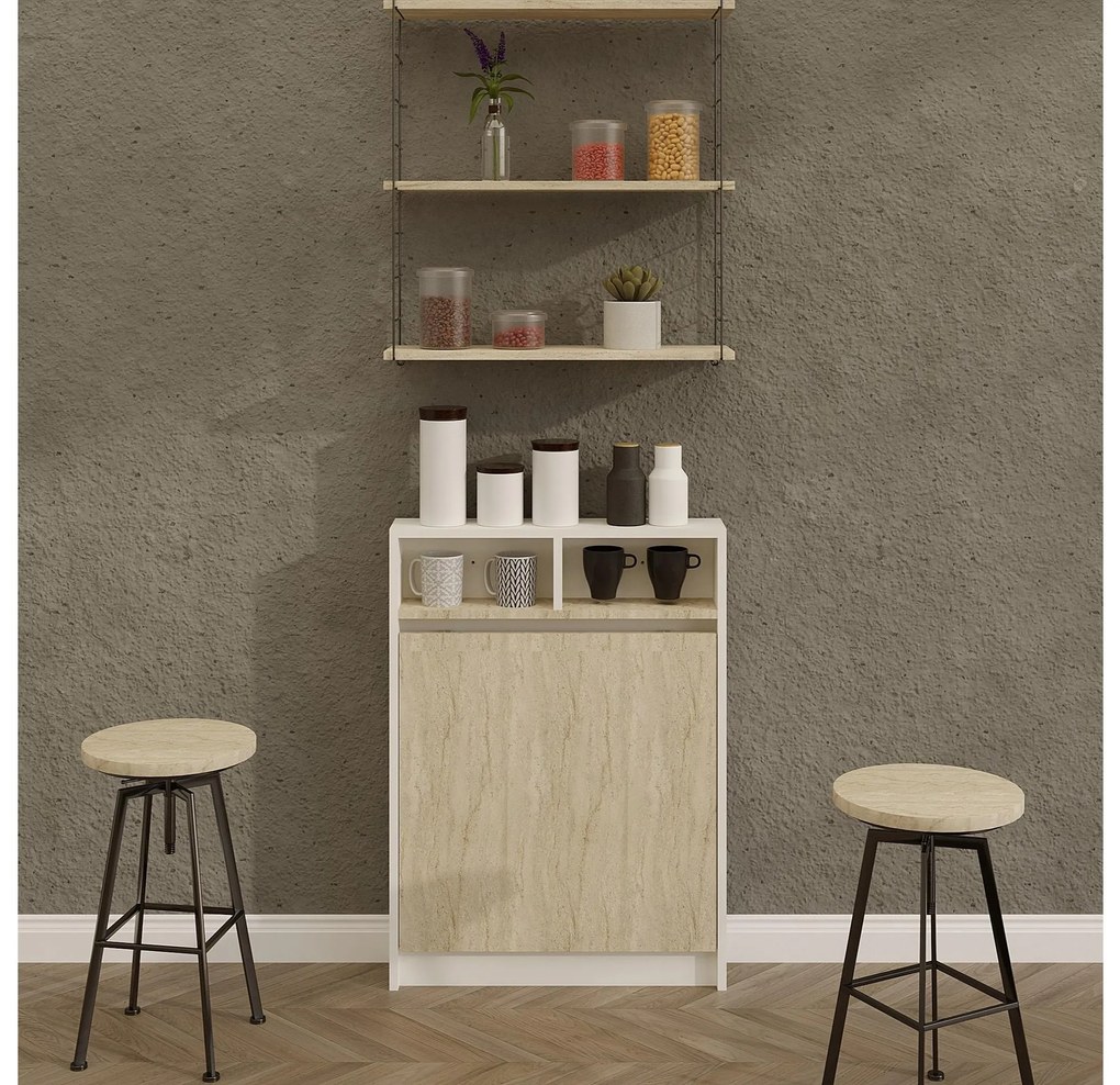 Masă sufragerie extensibilă Brackie (pentru 2 persoane) (travertin). 1101344