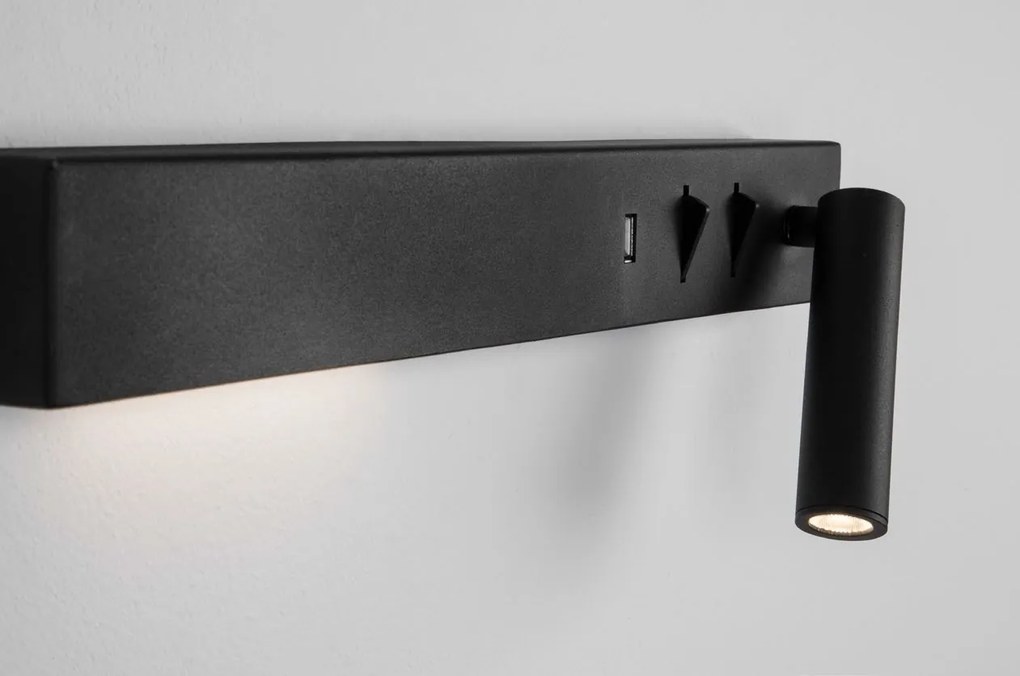 Aplica ambientala cu reader LED directionabil si USB Charger Vida neagra NVL-9533521