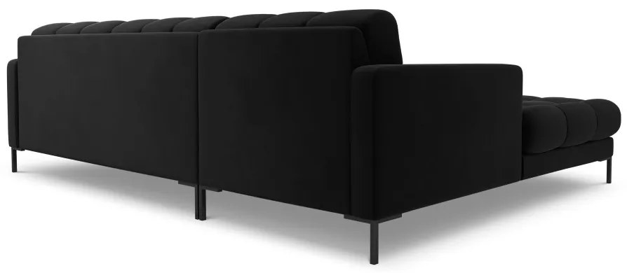 Colțar catifea Bali 5 locuri/partea stanga - Negru - Metal negru