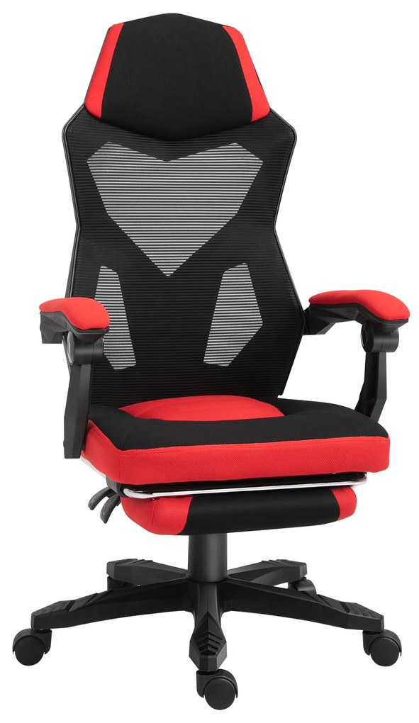 Vinsetto Scaun de Birou Ergonomic și Reclinabil cu Suport pentru Picioare Negru și Roșu | Aosom Romania