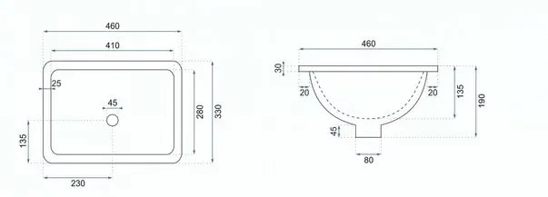 Lavoar sub blat Rea Adela 46 cm