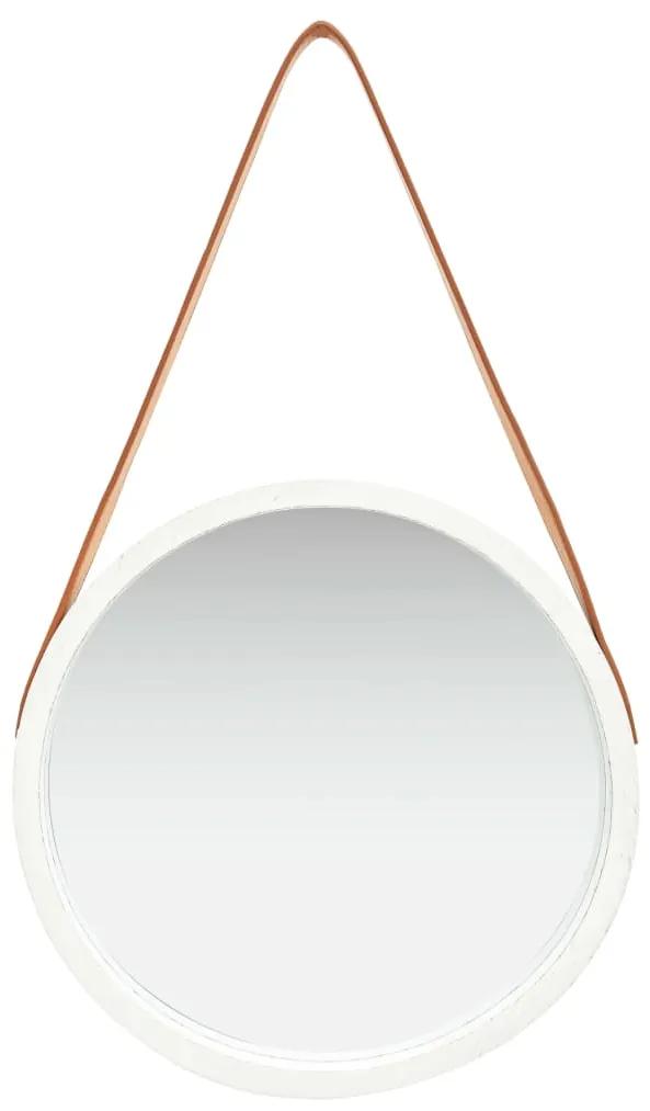 Oglinda de perete cu o curea, 40 cm, alb 1, Alb,    40 cm