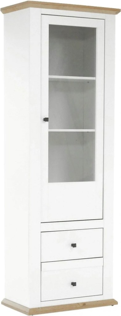 Vitrina LEON MZ4, alb/stejar deschis, PAL laminat, 70x40x200 cm