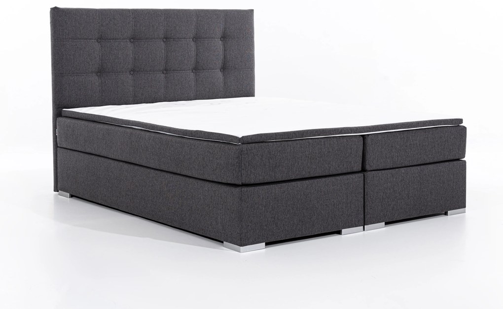 Pat matrimonial Boxspring 160 cm Irma 01 (gri închis). 1044539