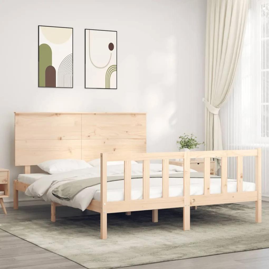 3193411 vidaXL Cadru de pat cu tăblie, 160x200 cm, lemn masiv