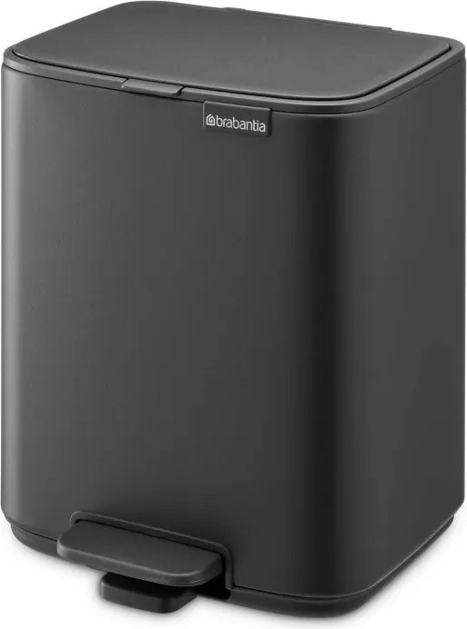 Cos de gunoi Brabantia Bo Pedal 1010132, 7 l, Inchidere lenta, Baza cauciucata, Finisaj mineral, Gri inchis