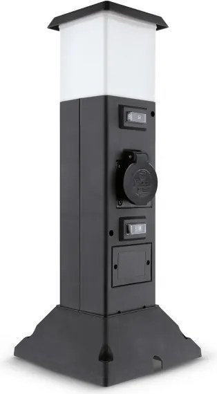 Brilagi - Lampă de exterior cu 2 prize SCHUKO, soclu 1xE14/15W/230V, IP44, neagră