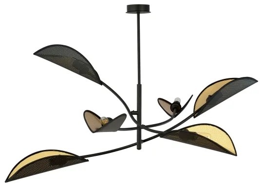 Lustră pe tijă LOTUS 6xE14/10W/230V negru/auriu