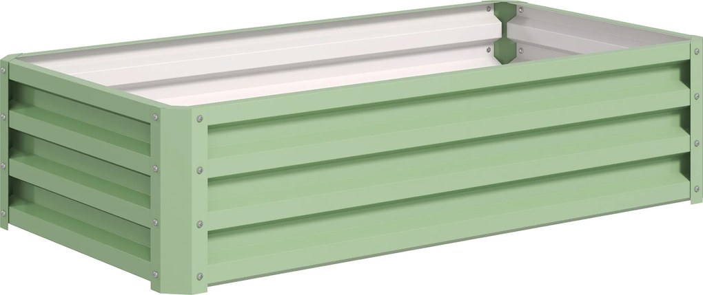 Outsunny Pat înălțat jardiniere, rezistent la intemperii, fund deschis, oțel galvanizat, 120 cm x 60 cm x 30,5 cm, Verde | Aosom Romania