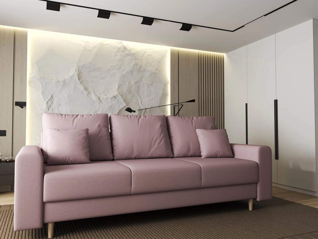 Canapea extensibilă dumonde cu ladă de depozitare si sezut confortabil din spuma high-density, Kronos Enjoy Flamingo 210x100 cm