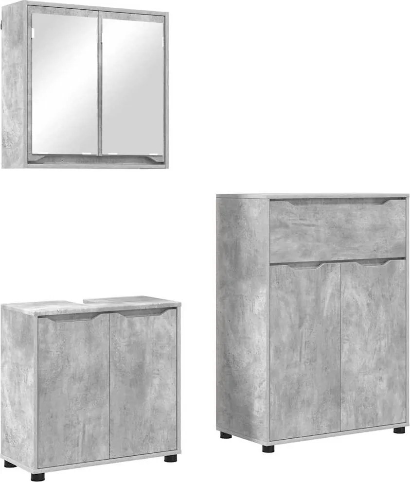 vidaXL Set de mobilier pentru baie 3 pcs Gri din beton Lemn compozit