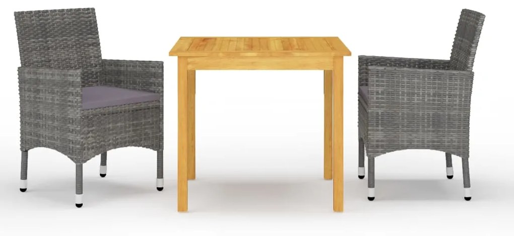 3067668 vidaXL Set mobilier de grădină, 3 piese, gri