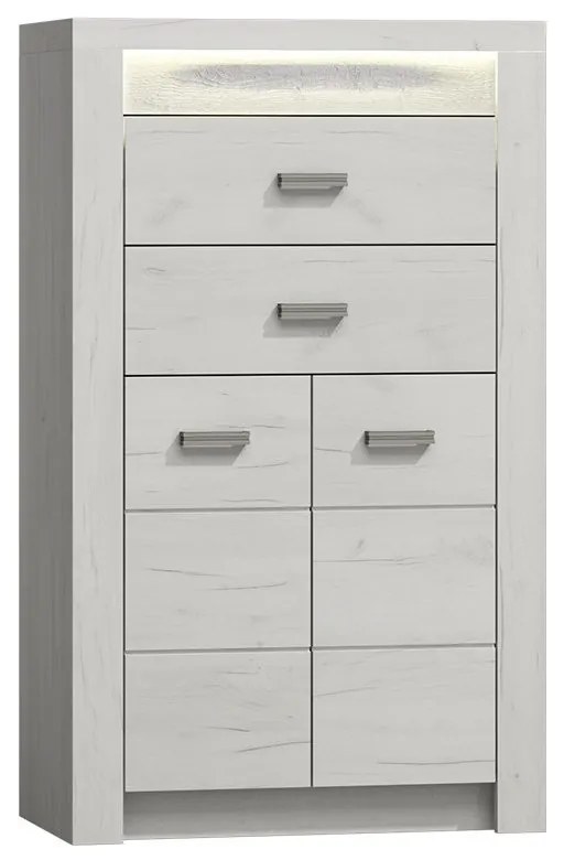 Comodă Nadenas N6 (Stejar craft Alb) (cu iluminat LED). 1103660
