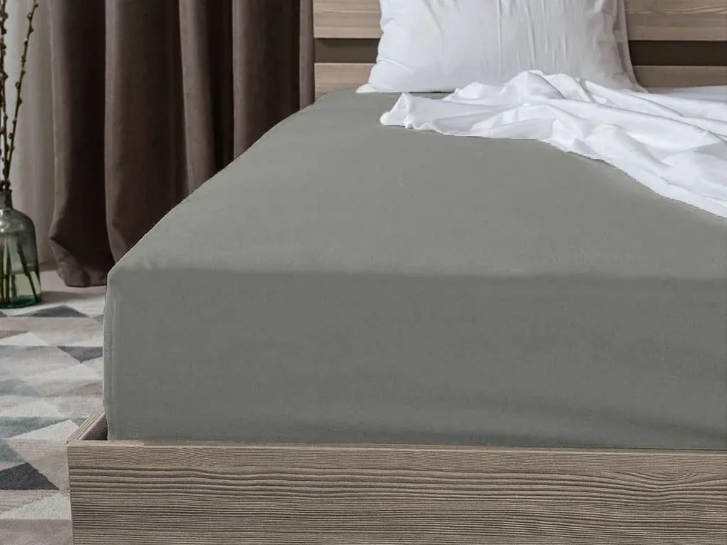 Set lenjerie de pat creponata WHITE SHEEPS POLY gri + cearsaf Jersey 90 x 200 cm gri, pat single