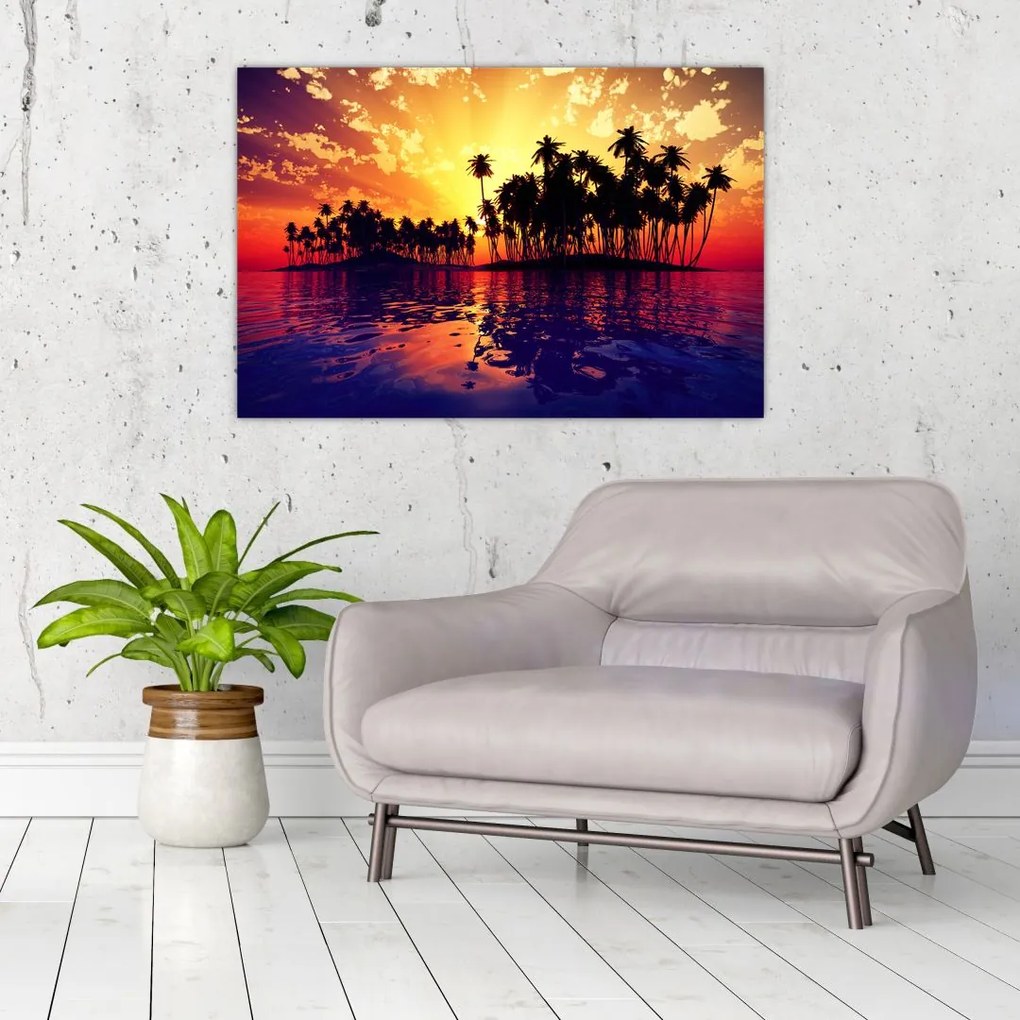 Tablou insulă în apus de soare (90x60 cm)