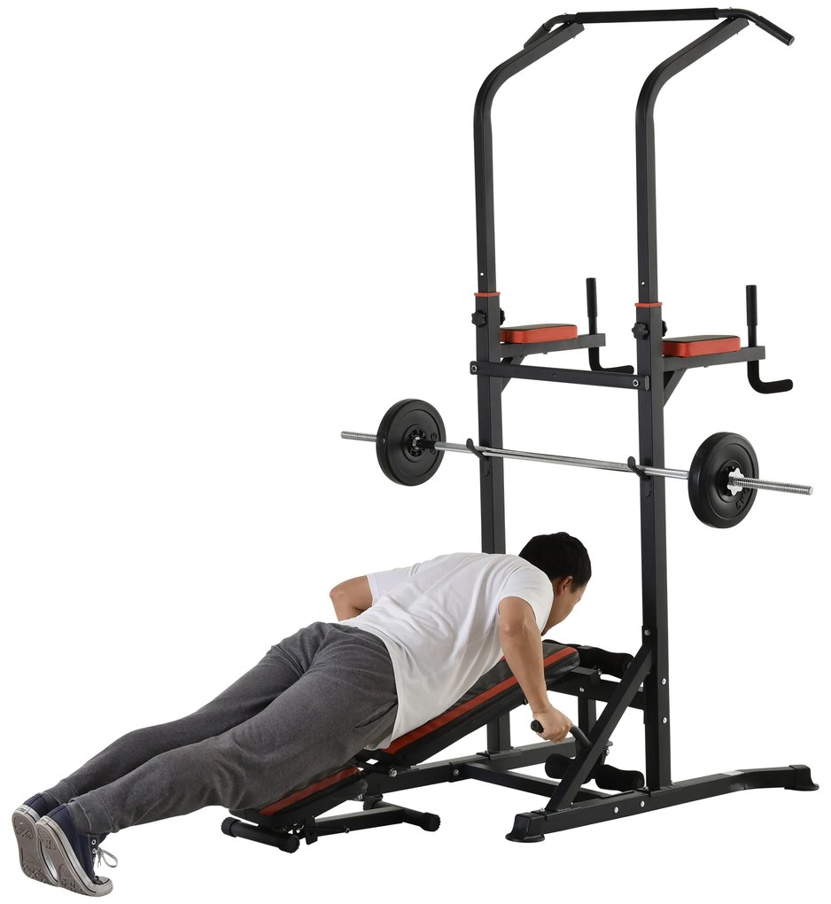 Aparat pentru sport pentru multe tipuri de exercitii, 92x178x200-236cm rosu HOMCOM | Aosom Romania