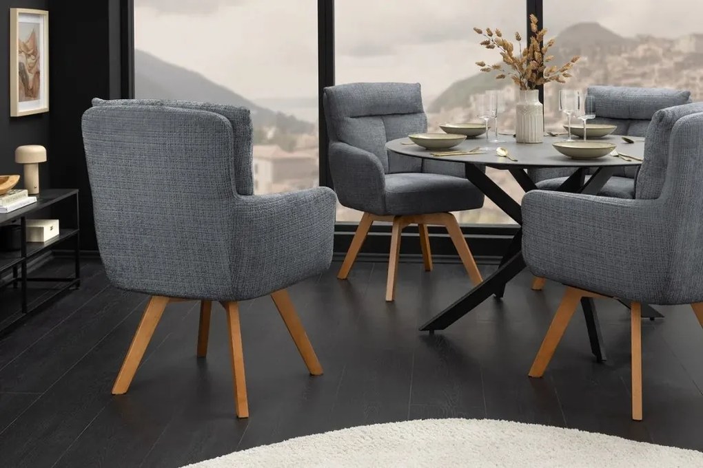 Set de 2 scaune pivotante picioare din lemn Big George gri chenille