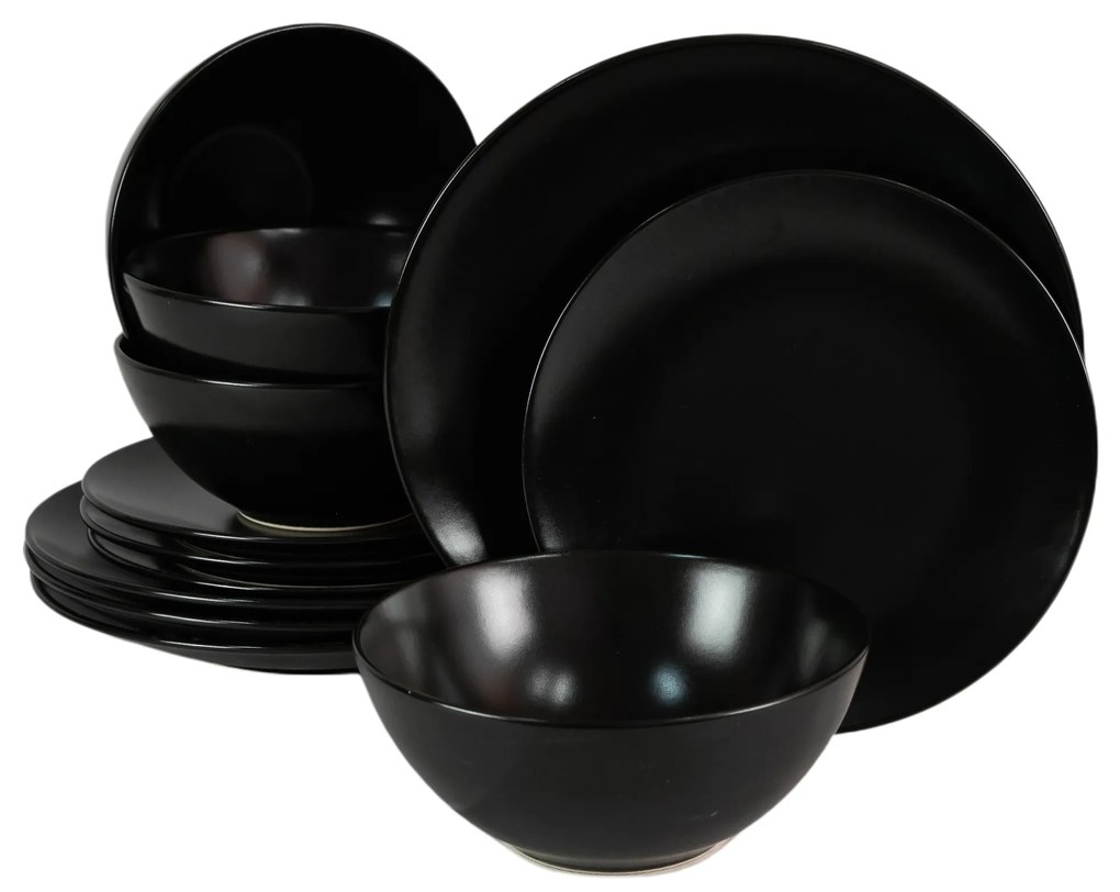 Set Complet Serviciu De Masa Abyss 12 piese Negru Abis Mat