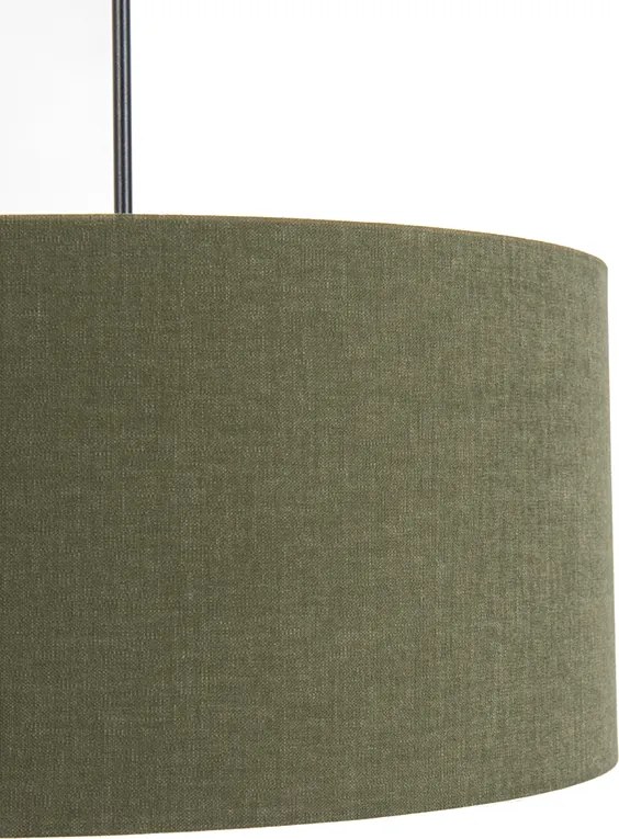 Lampă suspendată neagră cu abajur verde 50 cm - Combi 1