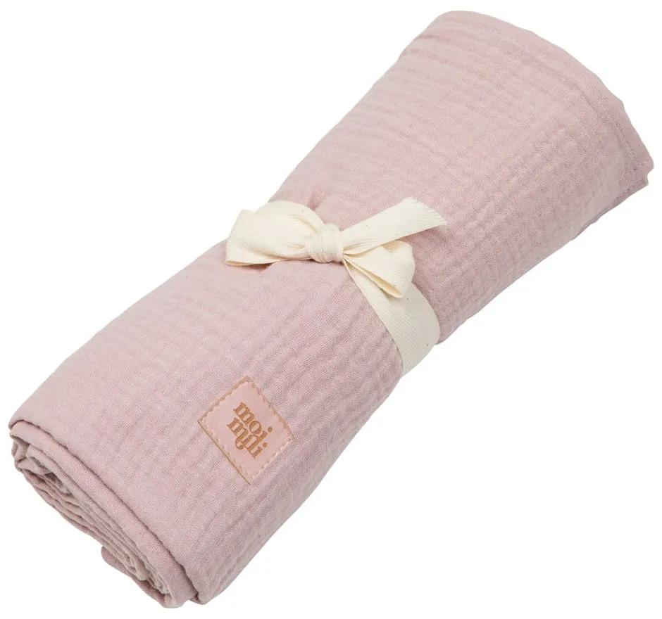 Pătură de muselină roz pentru copii 100x100 cm Baby Pink - Moi Mili