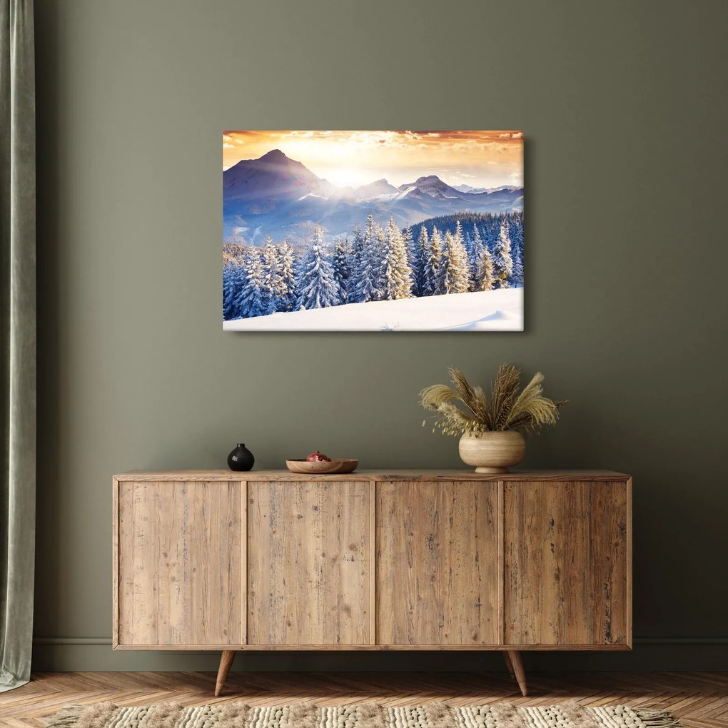 Tablou - Peisaj montan în timpul iernii (90x60 cm)