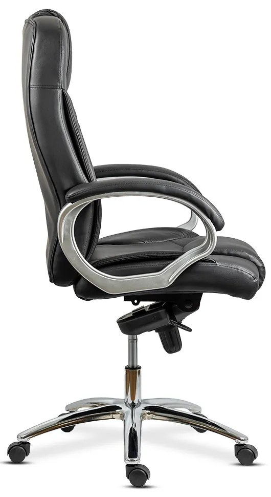 Scaun directorial din piele naturala cu bază cromată OFF 5860 negru
