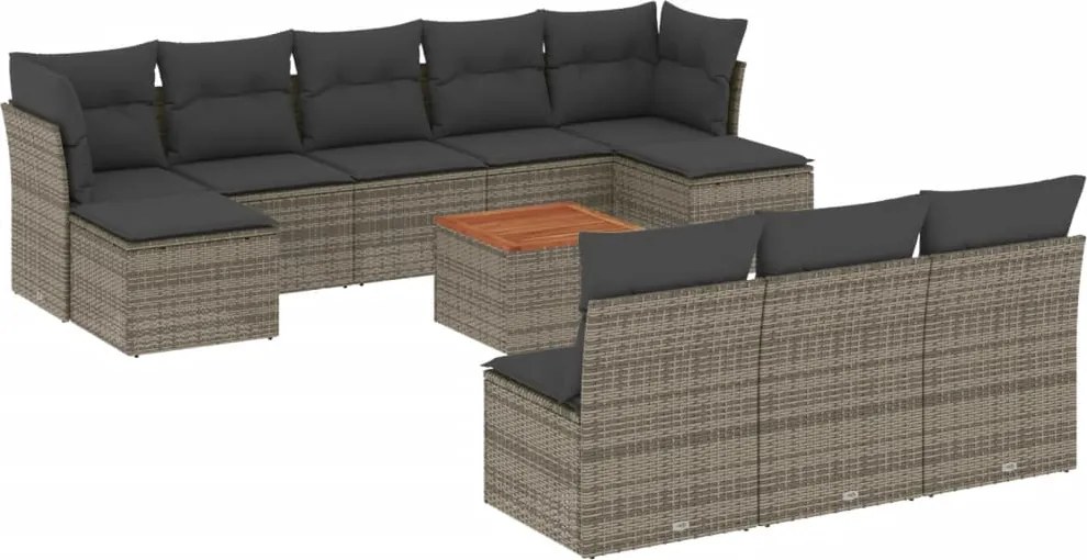vidaXL Set canapele de grădină cu perne, 11 piese, gri, poliratan