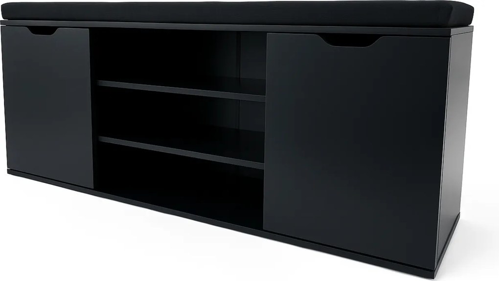 Dulap pentru pantofi cu loc de șezut PORTA, 103 x 30 x 46 cm, negru