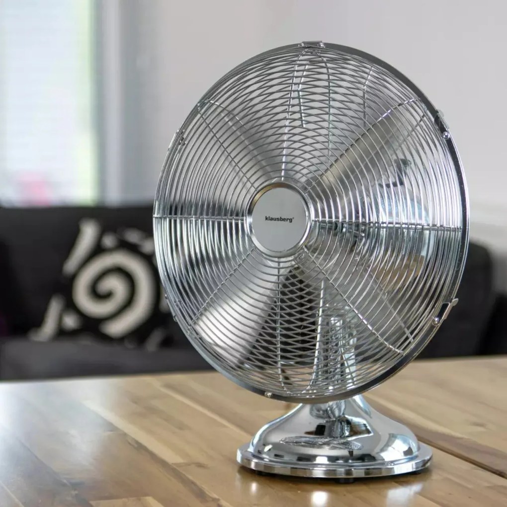 Ventilator metalic pentru birou 30 cm Klausberg KB7537, argintiu