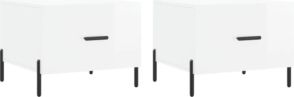 vidaXL Măsuță de cafea, 2 buc., alb extralucios, 50x50x40 cm