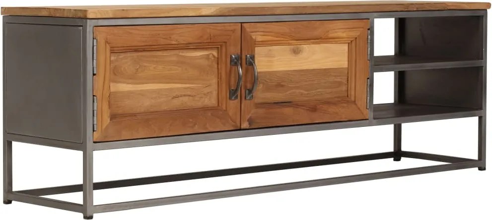 vidaXL Comodă TV, lemn de tec reciclat și oțel, 120 x 30 x 40 cm