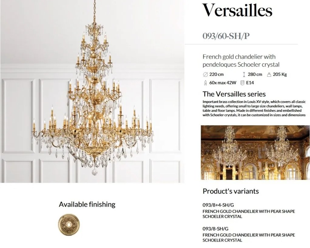 Candelabru XXL 60 brate LUX cu cristale Scholer, Versailles