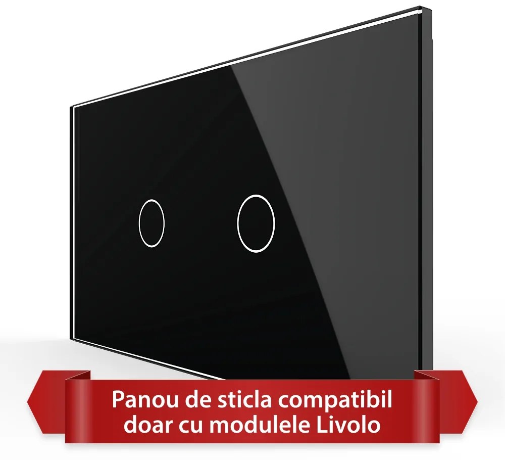 Panou Intrerupator Simplu + Simplu cu Touch LIVOLO din Sticla, Standard Italian – 4M