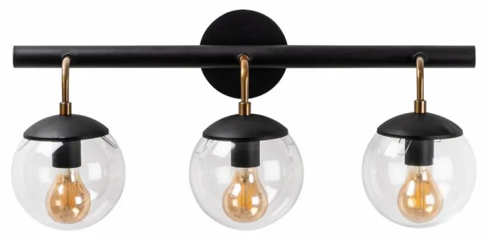 Aplica de perete cu 3 Becuri Gondol - 3032, Soclu E27, Max. 40W, Culoare Negru