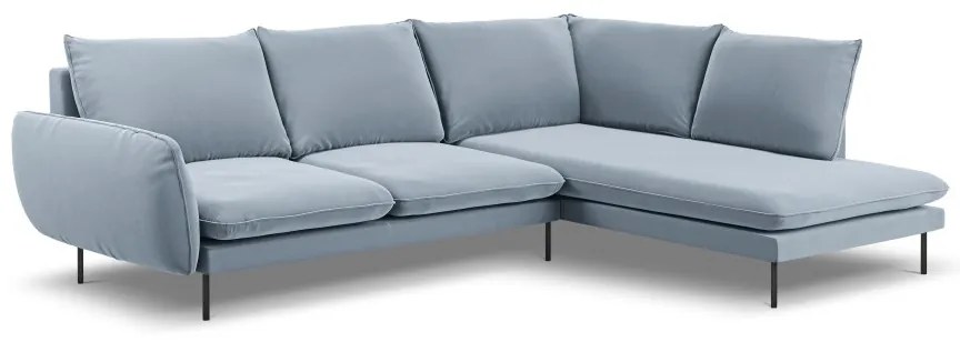 Coltar Vienna 6 locuri velvet picioare negre L275 cm