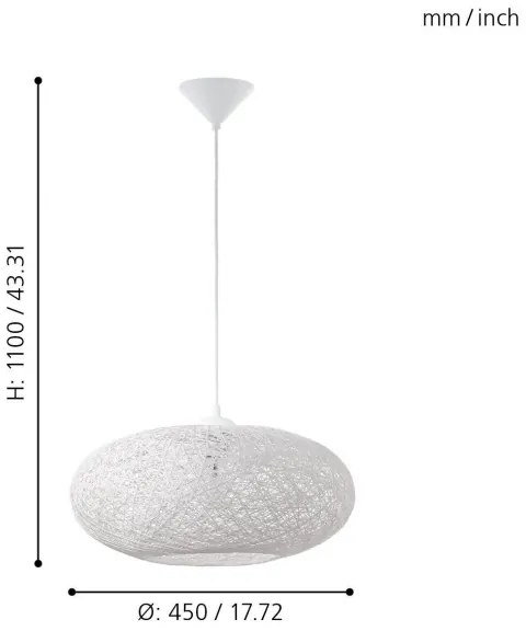Eglo 93373 - Lampa suspendata CAMPILO 1xE27/60W/230V