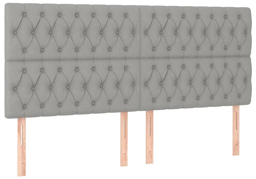 Cadru de pat cu tablie, gri deschis, 180x200 cm, textil Gri deschis, 180 x 200 cm, Design cu nasturi