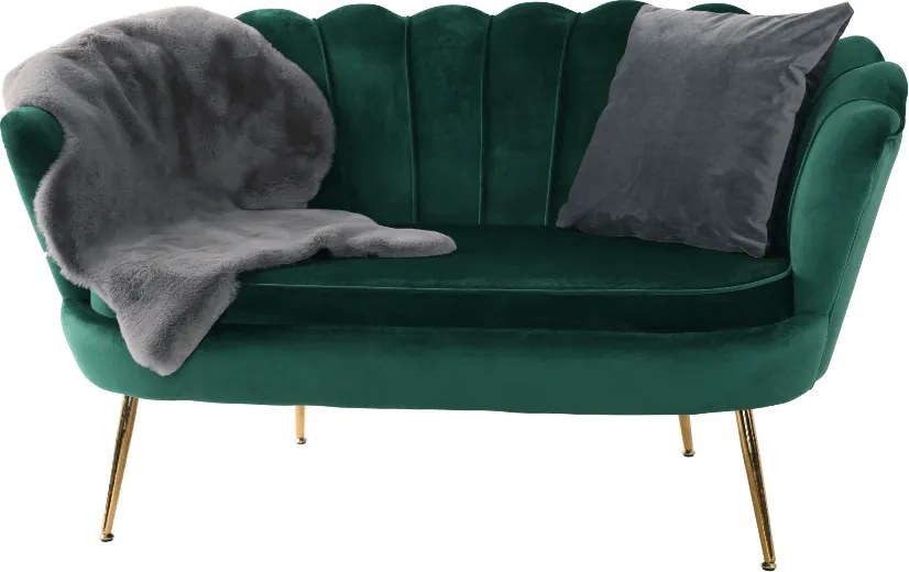 Bancă în stil Art-deco, catifea Velvet smarald/crom auriu, NOBLIN